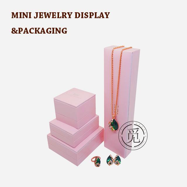 Pink leather paper custom jewelry packaging bo