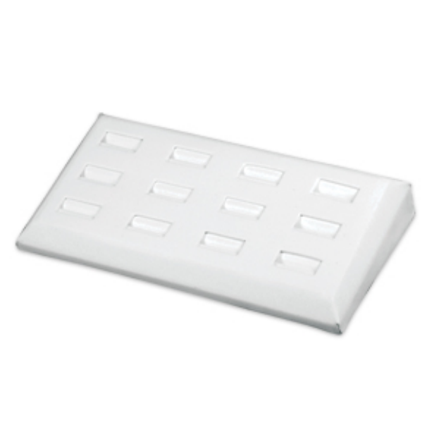 White leatherette ring display tray for jewelr