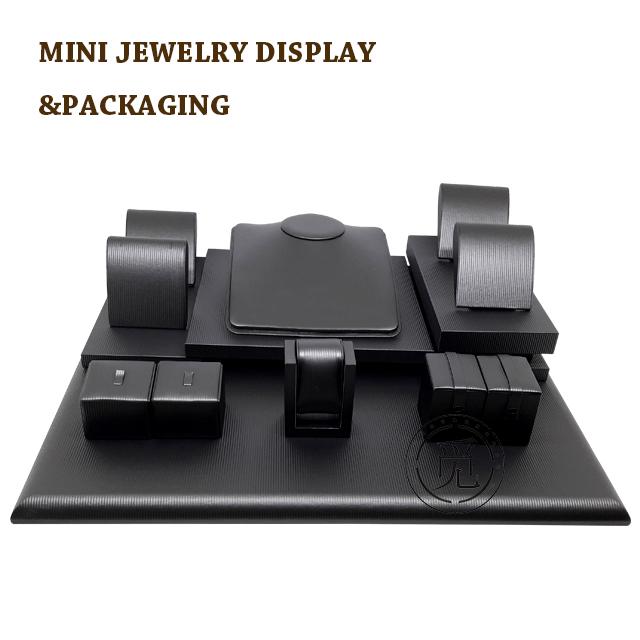 Black leather mini jewelry display clips neckl